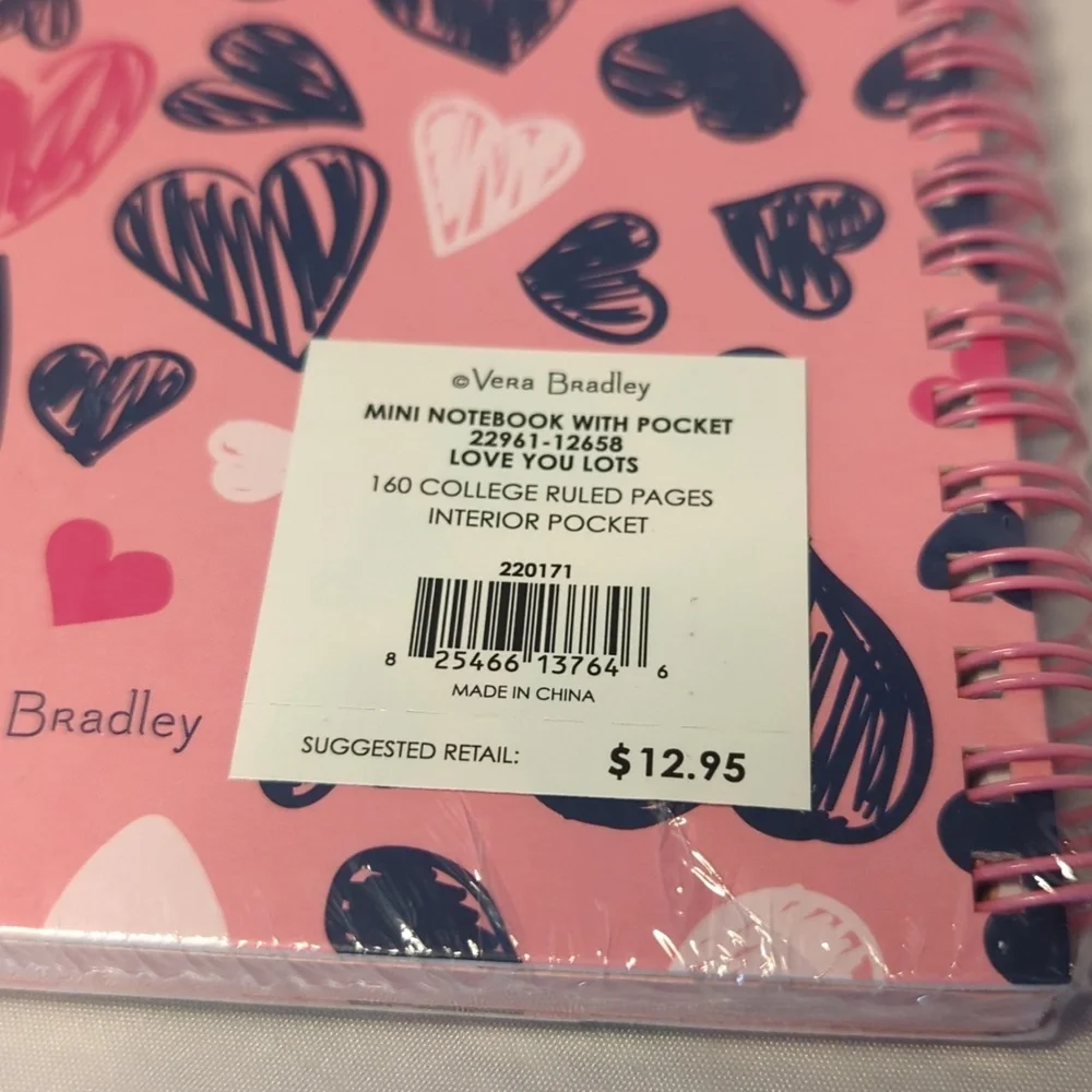 Vera Bradley Notebook with Pocket -Love You Lots